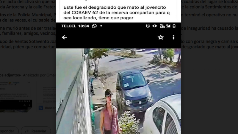 Buscan en redes sociales al asesino de alumno del COBAEV 62; difunden imagen