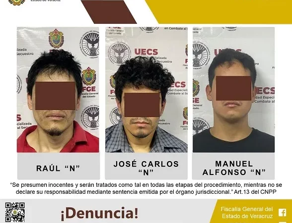 Fiscalia General presenta a 3 detenidos por desaparición y probable asesinato de doña Sara Hilda N en Xalapa