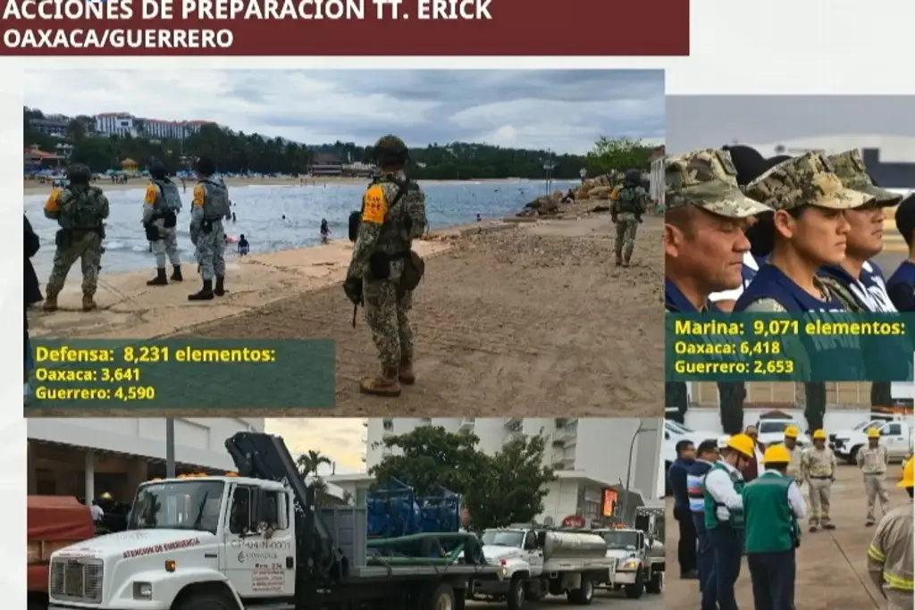 Despliegan más de 17 mil elementos de Marina y Defensa por ‘Erick’, afectará a Oaxaca y Guerrero
