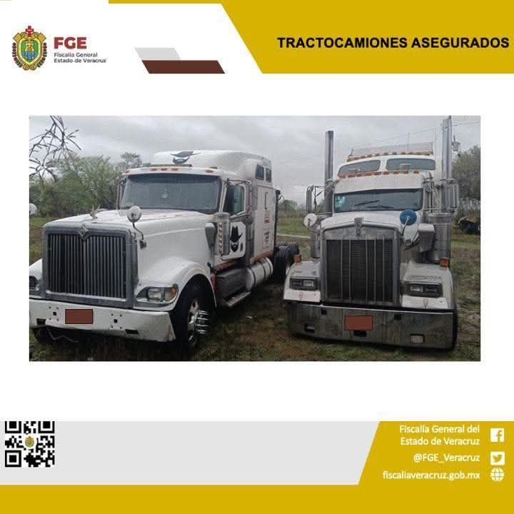 Tractocamiones asegurados en operativo de cateo con fuerzas federales y estatales en Pánuco