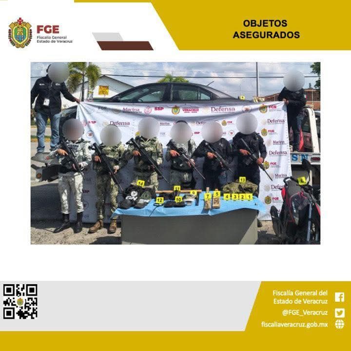 Objetos asegurados en operativo de cateo con fuerzas federales y estatales en Martínez de la Torre