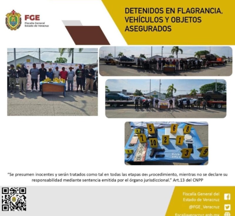 Siete personas detenidas en 9 operativos de cateo con fuerzas federales y estatales  en Martínez de la Torre