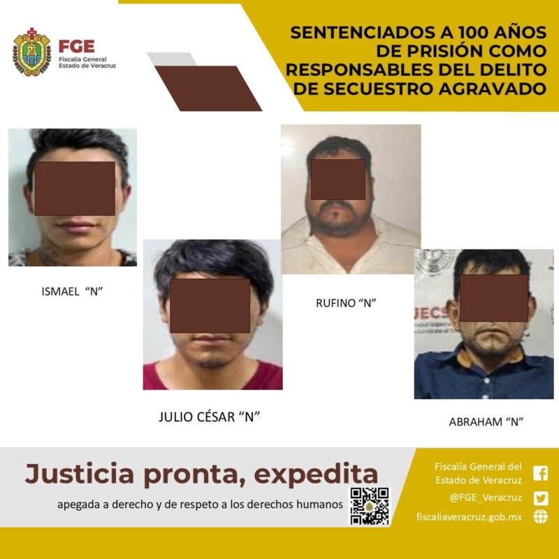Cien años de prisión para secuestradores