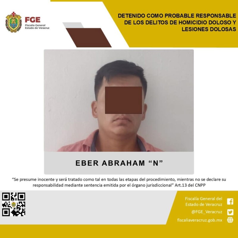Detenido como probable responsable de los delitos de homicidio doloso y lesiones dolosas en Tuxpan