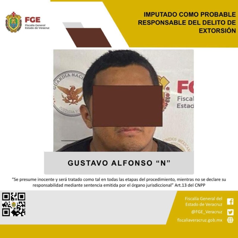 Prisión preventiva contra probable responsable del delito de extorsión en Veracruz