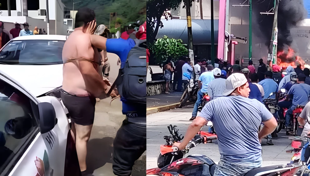Incendia automóviles y golpean a dos agentes de tránsito