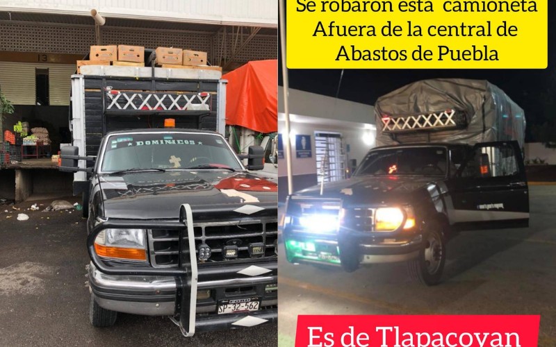 Se robaron camioneta afuera de la central de abastos de Puebla