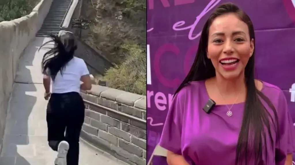 Diputada de Morena que se ejercita en la Muralla China, denunciada por presunto desvío de 40 mdp