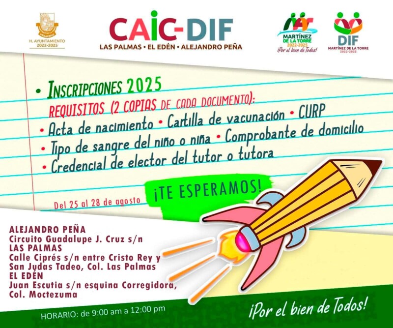 Ayuntamiento que preside Alfa Citlalli invita a inscribirse a los CAIC-DIF