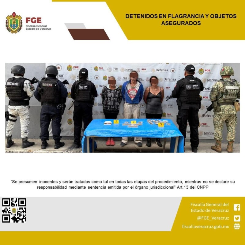 Tres personas detenidas y objetos asegurados en operativo de cateo con fuerzas federales y estatales en Xalapa