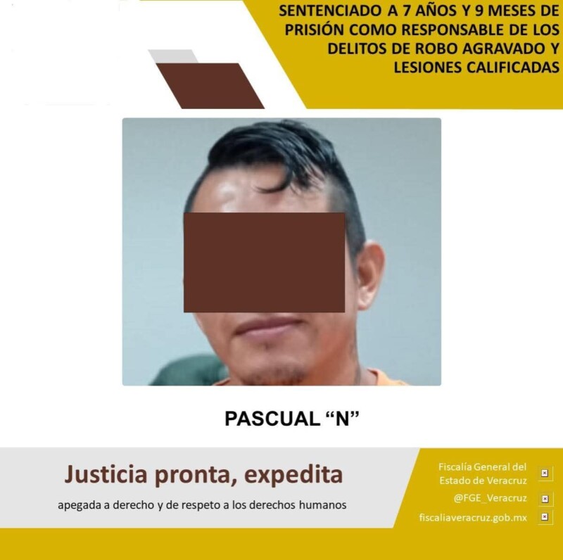 Sentenciado a 7 años y 9 meses de prisión como responsable de los delitos de robo agravado y lesiones calificadas