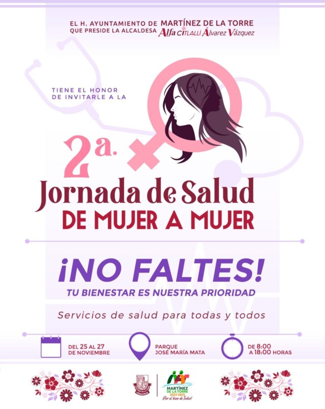 Gobierno de Alfa Citlalli anuncia 2ª Jornada de Salud del 25 al 27 de Noviembre