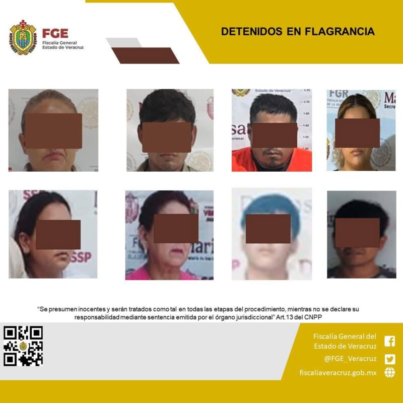 Fiscalía General del Estado detiene a 8 personas en cateos realizados en diversos municipios del Estado
