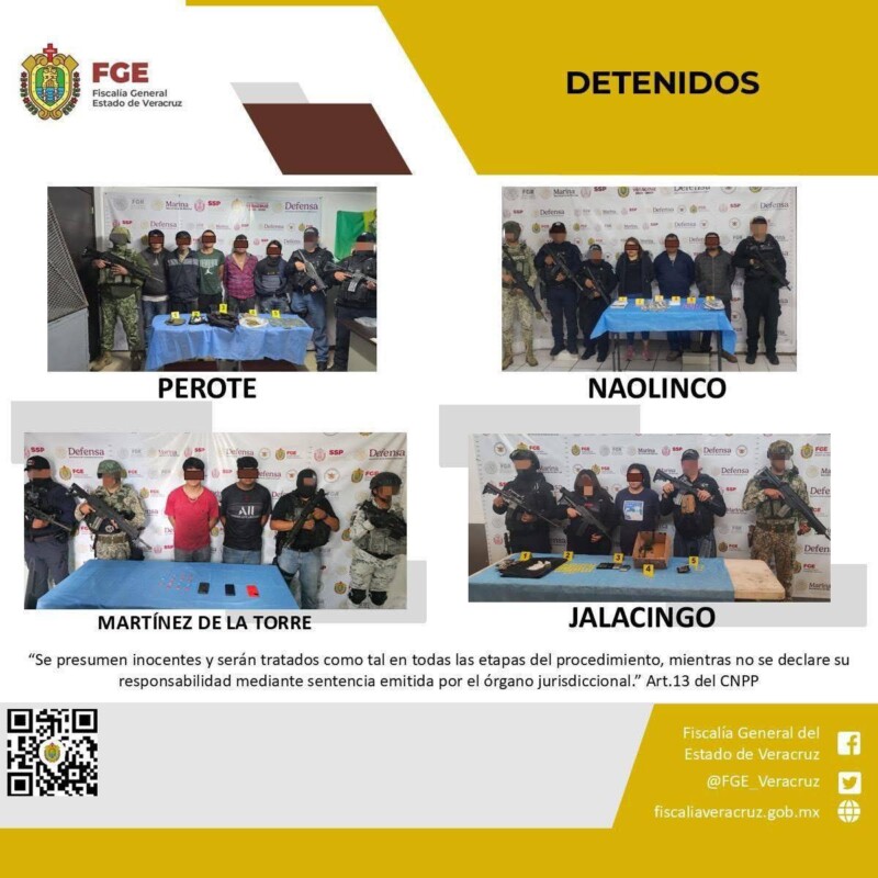 En operativos de cateo simultáneos, se derivan 21 detenciones y aseguramientos