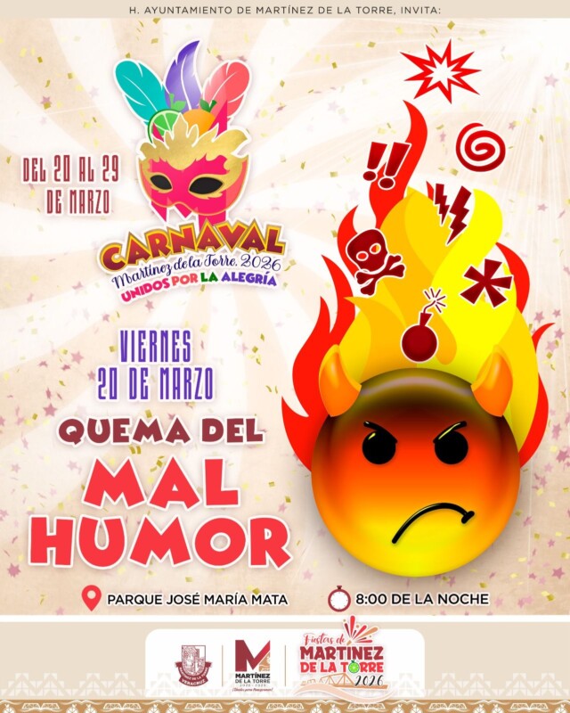 Quema del Mal Humor marca el inicio del Carnaval Martínez de la Torre 2026