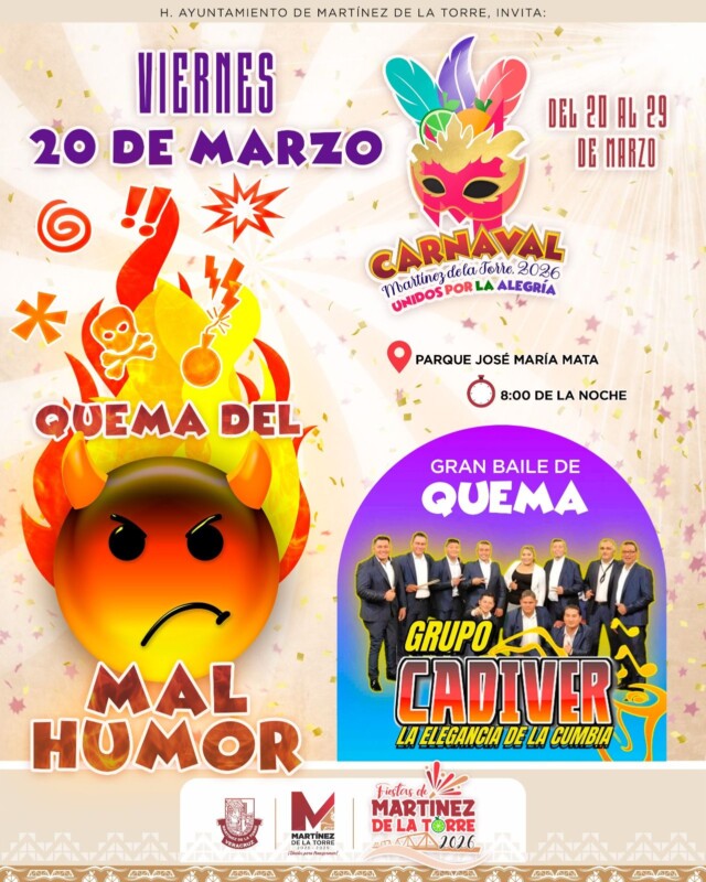 Inicia el Carnaval Martínez de la Torre 2026 con la Quema del Mal Humor