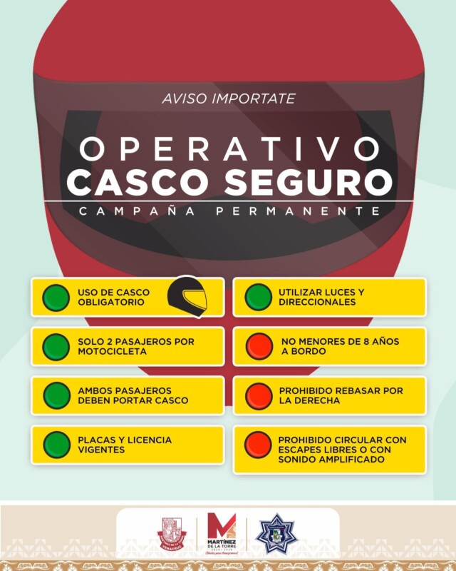 Implementan Operativo Casco Seguro para fortalecer la seguridad vial